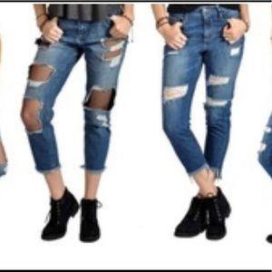 Cello Mid-rise Crop frayed hem & Fishnet jeans - 1